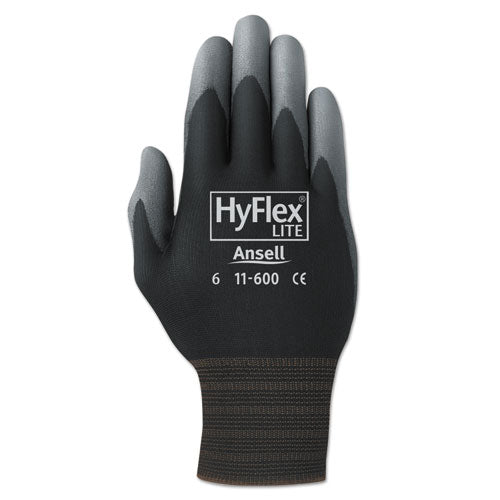 Hyflex Lite Gloves, Black-gray, Size 7, 12 Pairs