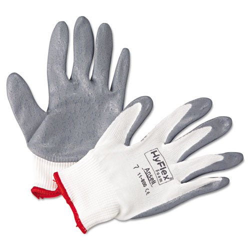 Hyflex Foam Gloves, White-gray, Size 7, 12 Pairs