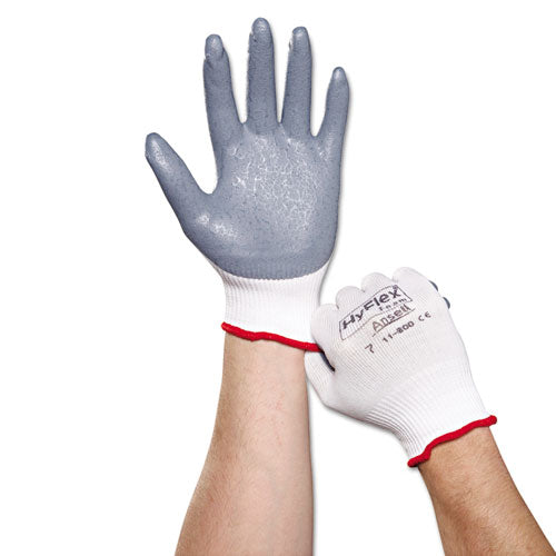 Hyflex Foam Gloves, White-gray, Size 7, 12 Pairs