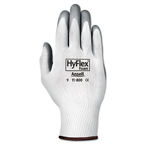 Hyflex Foam Gloves, White-gray, Size 8, 12 Pairs