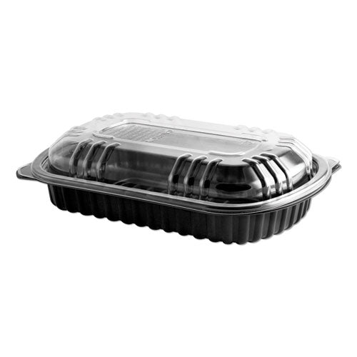 Microraves Rib Container W-vented Anti-fog Lids, Half Slab, Black-clear, 150-ct