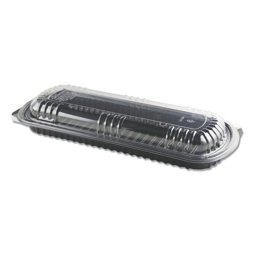 Microraves Rib Container W-vented Anti-fog Lids, Full Slab, Black-clear, 100-carton