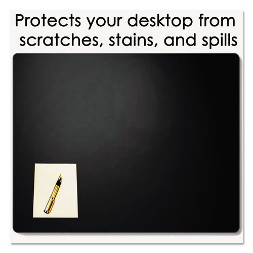 Leather Desk Pad W-coaster, 19 X 24, Black