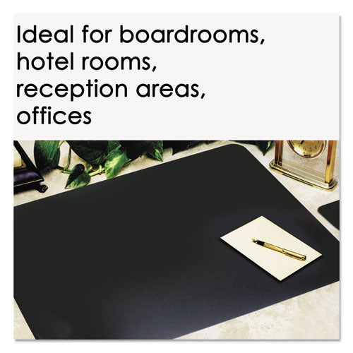 Leather Desk Pad W-coaster, 19 X 24, Black
