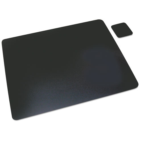Leather Desk Pad W-coaster, 20 X 36, Black