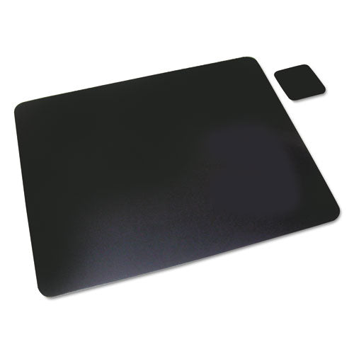 Leather Desk Pad W-coaster, 20 X 36, Black