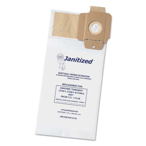 Vacuum Filter Bag Designed To Fit Karcher-tornado Cv30-1, Cv38-1, Cv48-2, 100-ct