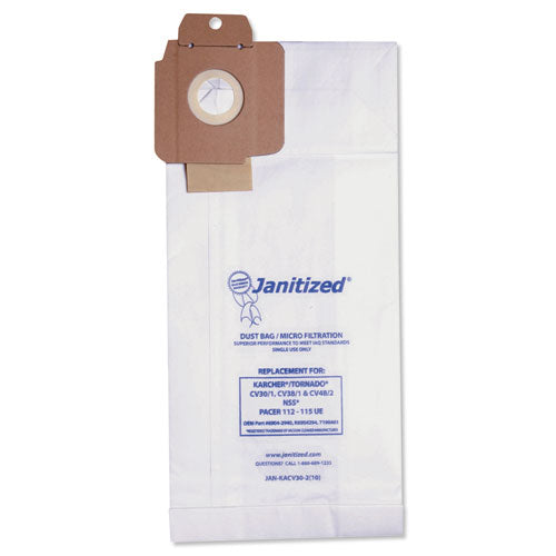 Vacuum Filter Bag Designed To Fit Karcher-tornado Cv30-1, Cv38-1, Cv48-2, 100-ct
