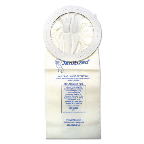 Vacuum Filters Designed To Fit Most Commercial 10 Qt. Backpack Vacs, 10-pack