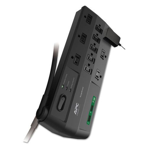 Performance Surgearrest Power Surge Protector, 11 Ac Outlets, 2 Usb Ports, 8 Ft Cord, 2880 J, Black