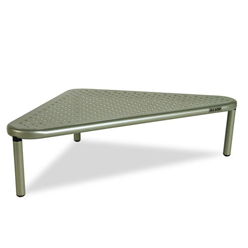 Metal Art Corner Stand With Under-shelf Storage, 20 X 11 1-2 X 5, Pewter