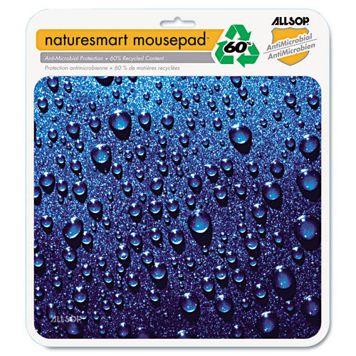 Naturesmart Mouse Pad, Raindrops Design, 8 1-2 X 8 X 1-10