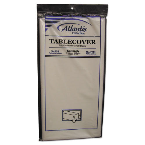 Plastic Table Cover, Rectangular, 54 X 108, White, 12-carton
