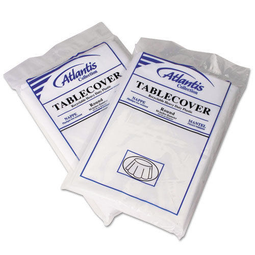 Plastic Table Cover, 84dia, White, 12-carton