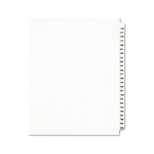 Preprinted Legal Exhibit Side Tab Index Dividers, Avery Style, 25-tab, 176 To 200, 11 X 8.5, White, 1 Set, (1337)