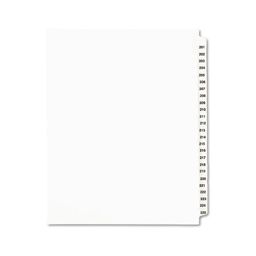 Preprinted Legal Exhibit Side Tab Index Dividers, Avery Style, 25-tab, 201 To 225, 11 X 8.5, White, 1 Set, (1338)
