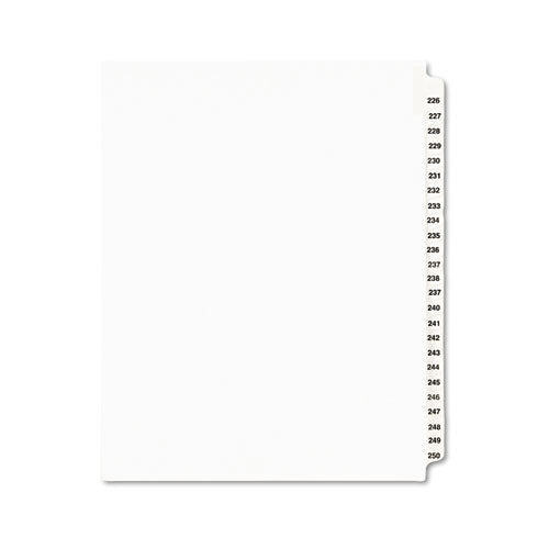Preprinted Legal Exhibit Side Tab Index Dividers, Avery Style, 25-tab, 226 To 250, 11 X 8.5, White, 1 Set, (1339)