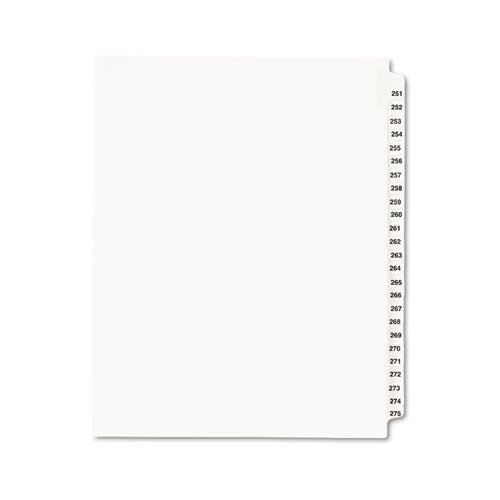 Preprinted Legal Exhibit Side Tab Index Dividers, Avery Style, 25-tab, 251 To 275, 11 X 8.5, White, 1 Set, (1340)