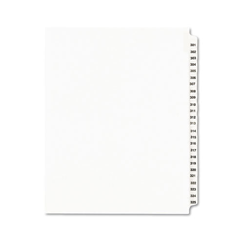 Preprinted Legal Exhibit Side Tab Index Dividers, Avery Style, 25-tab, 301 To 325, 11 X 8.5, White, 1 Set, (1342)