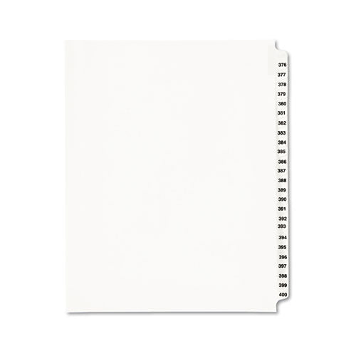 Preprinted Legal Exhibit Side Tab Index Dividers, Avery Style, 25-tab, 376 To 400, 11 X 8.5, White, 1 Set, (1345)