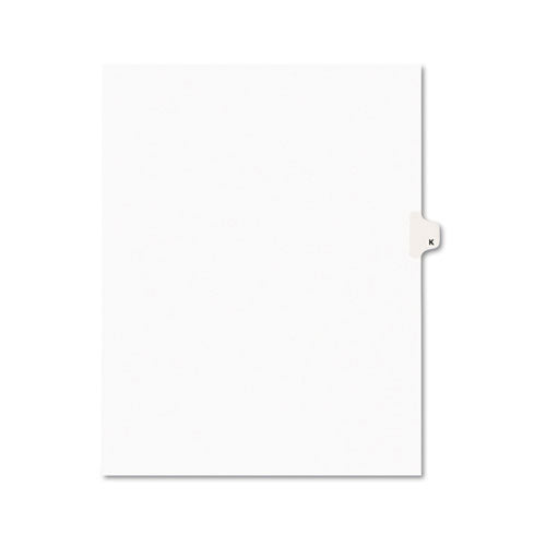 Preprinted Legal Exhibit Side Tab Index Dividers, Avery Style, 26-tab, K, 11 X 8.5, White, 25-pack, (1411)
