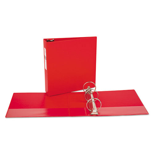 Economy Non-view Binder With Round Rings, 3 Rings, 3" Capacity, 11 X 8.5, Red, (3608)