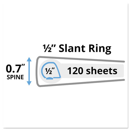 Heavy-duty Non Stick View Binder With Durahinge And Slant Rings, 3 Rings, 0.5" Capacity, 11 X 8.5, Light Blue, (5004)