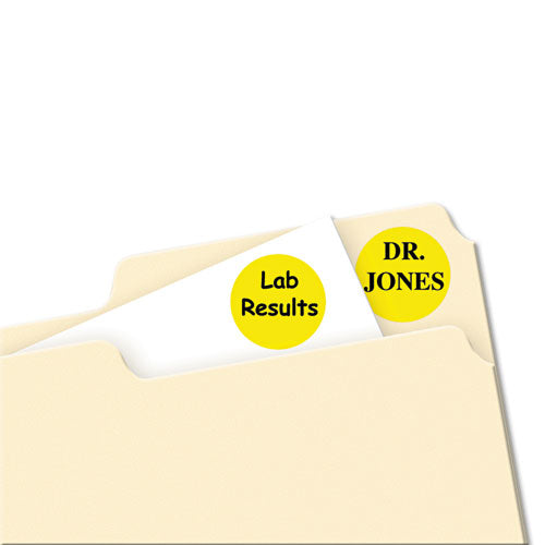 Printable Self-adhesive Removable Color-coding Labels, 0.75" Dia., Yellow, 24-sheet, 42 Sheets-pack, (5462)