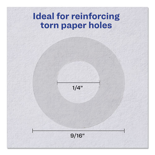 Dispenser Pack Hole Reinforcements, 1-4" Dia, Clear, 200-pack, (5721)