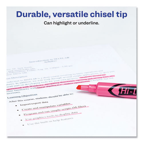 Hi-liter Desk-style Highlighters, Chisel Tip, Light Pink, Dozen, (7749)