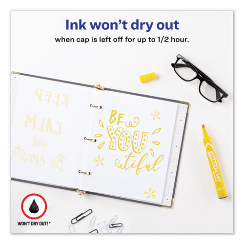 Marks A Lot Large Desk-style Permanent Marker, Broad Chisel Tip, Yellow, Dozen, (8882)