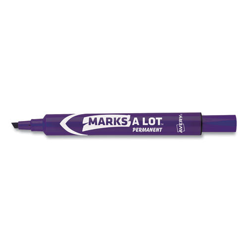 Marks A Lot Large Desk-style Permanent Marker, Broad Chisel Tip, Purple, Dozen, (8884)