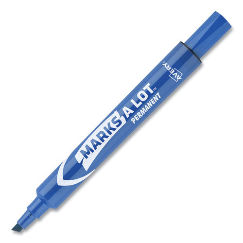 Marks A Lot Large Desk-style Permanent Marker, Broad Chisel Tip, Blue, Dozen, (8886)
