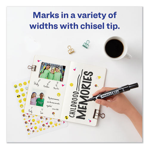 Marks A Lot Large Desk-style Permanent Marker, Broad Chisel Tip, Black, Dozen, (8888)
