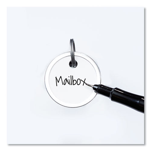 Key Tags With Split Ring, 1 1-4 Dia, White, 50-pack