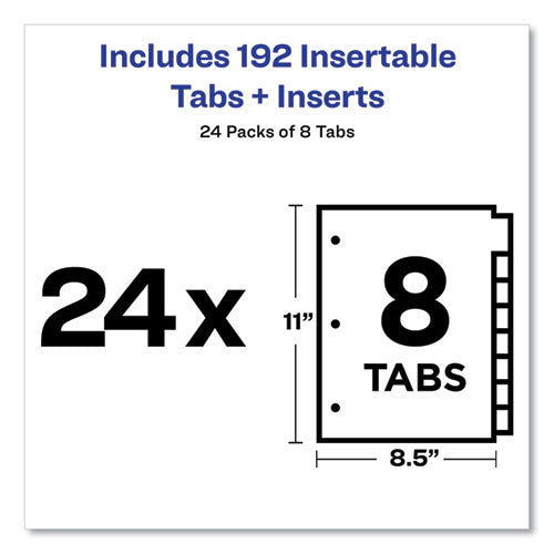 Insertable Big Tab Dividers, 8-tab, Letter, 24 Sets