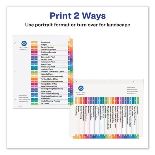 Customizable Toc Ready Index Multicolor Dividers, 26-tab, Letter