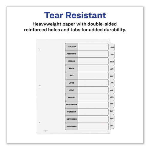 Customizable Toc Ready Index Black And White Dividers, 12-tab, Letter