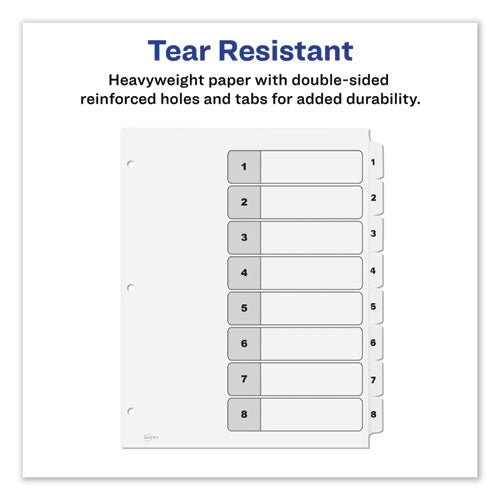 Customizable Toc Ready Index Black And White Dividers, 8-tab, Letter