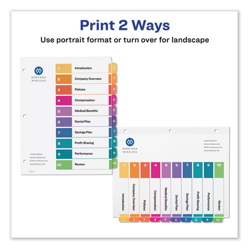 Customizable Toc Ready Index Multicolor Dividers, 10-tab, Letter