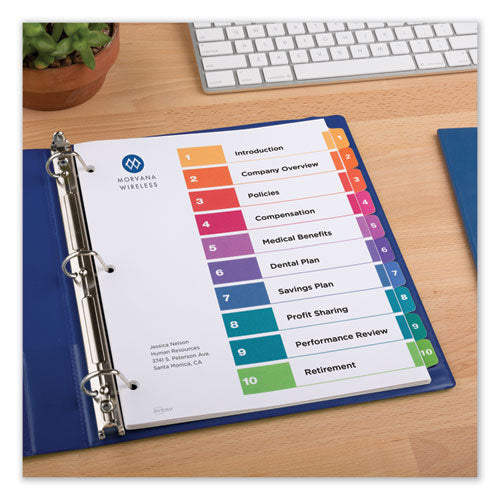 Customizable Toc Ready Index Multicolor Dividers, 10-tab, Letter