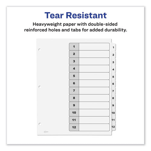 Customizable Toc Ready Index Black And White Dividers, 12-tab, Letter