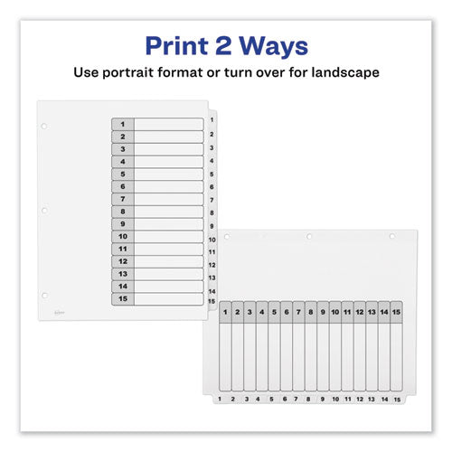 Customizable Toc Ready Index Black And White Dividers, 15-tab, Letter
