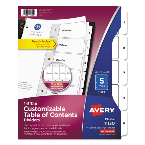 Customizable Toc Ready Index Black And White Dividers, 15-tab, Letter