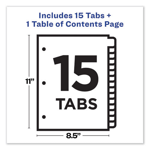 Customizable Toc Ready Index Black And White Dividers, 15-tab, Letter
