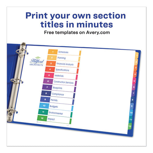 Customizable Toc Ready Index Multicolor Dividers, 12-tab, 11 X 17