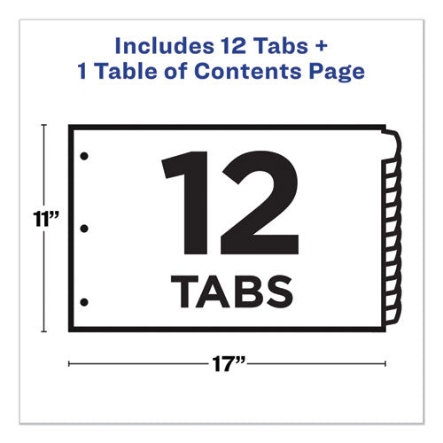 Customizable Toc Ready Index Multicolor Dividers, 12-tab, 11 X 17