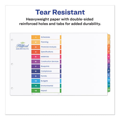 Customizable Toc Ready Index Multicolor Dividers, 12-tab, 11 X 17
