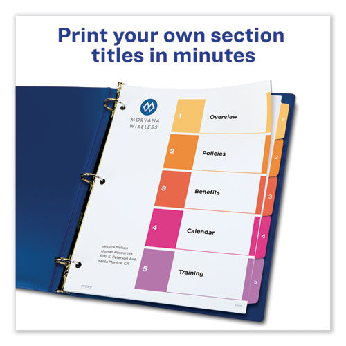Customizable Toc Ready Index Multicolor Dividers, 5-tab, Letter, 24 Sets