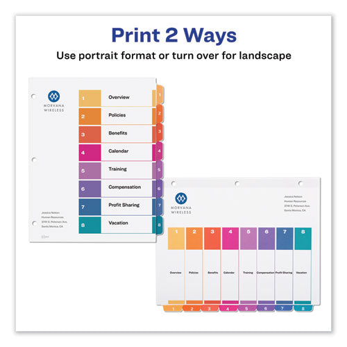 Customizable Toc Ready Index Multicolor Dividers, 8-tab, Letter, 24 Sets